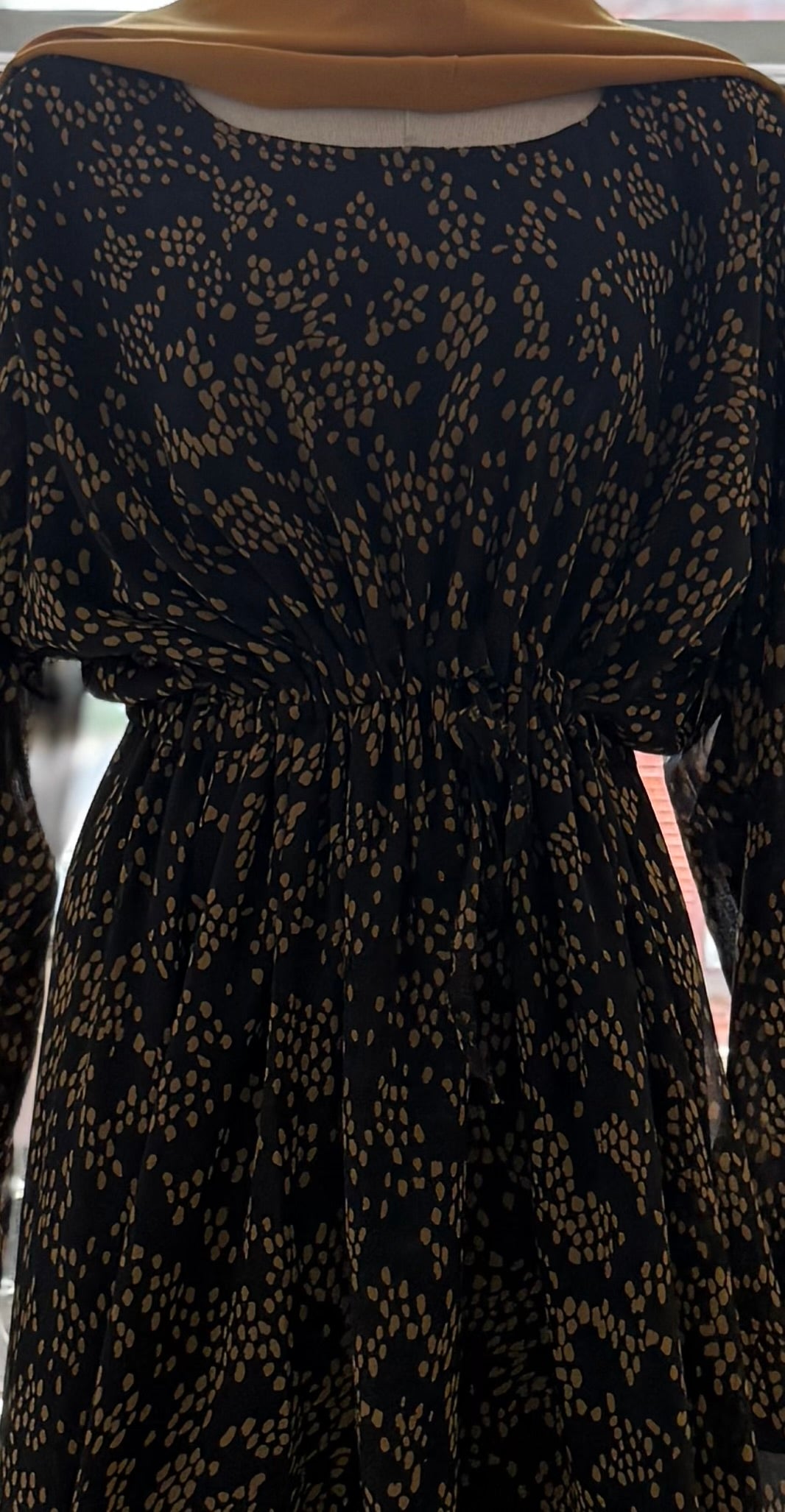 Dusk Dress – Black with Soft Sand Dot Detail