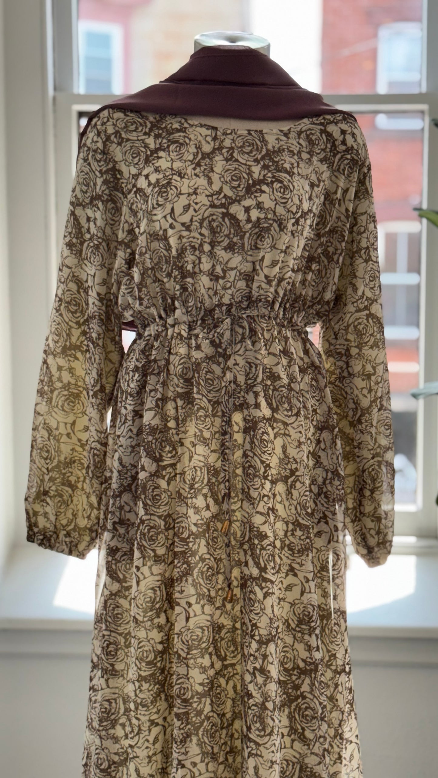Meadow Dress – Sand & Brown Floral