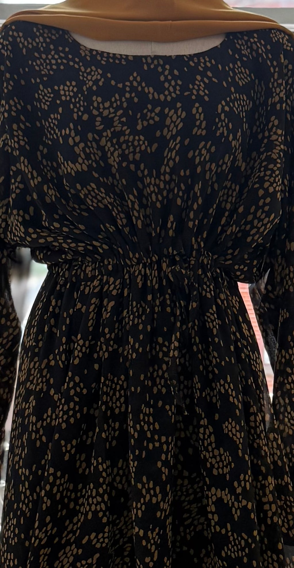 Dusk Dress – Black with Soft Sand Dot Detail
