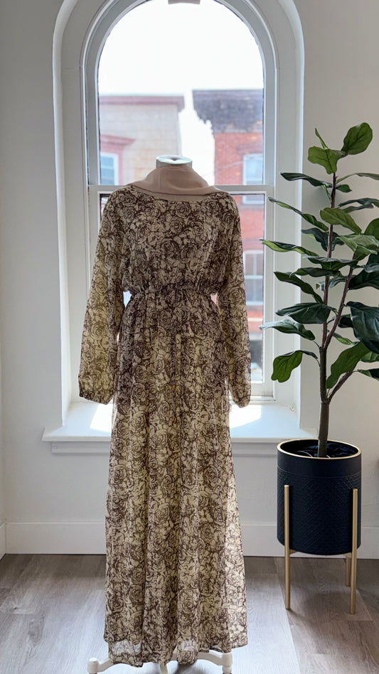 Meadow Dress – Sand & Brown Floral