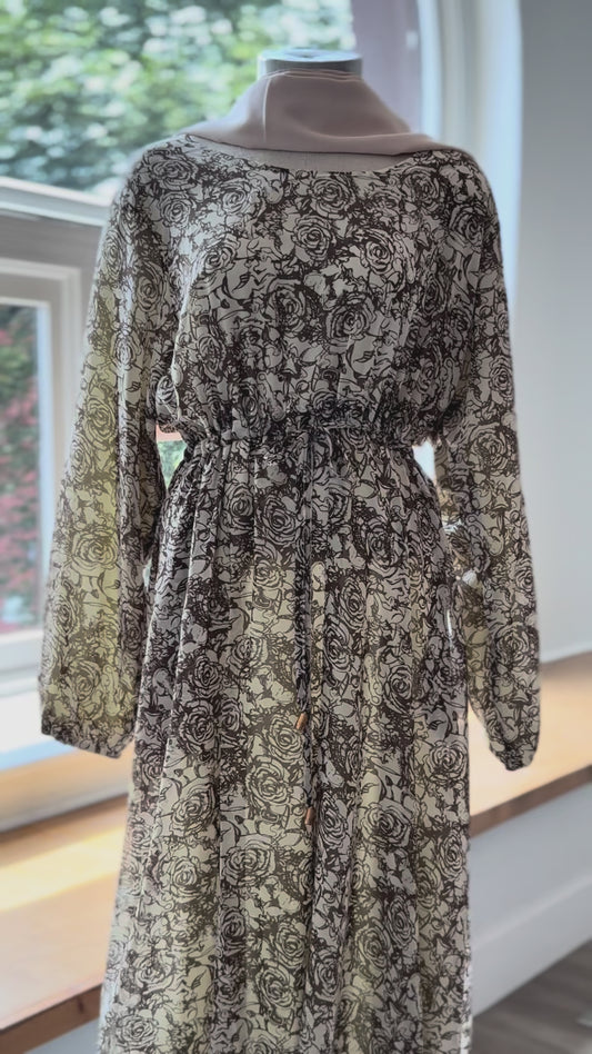 Meadow Dress – Sand & Brown Floral