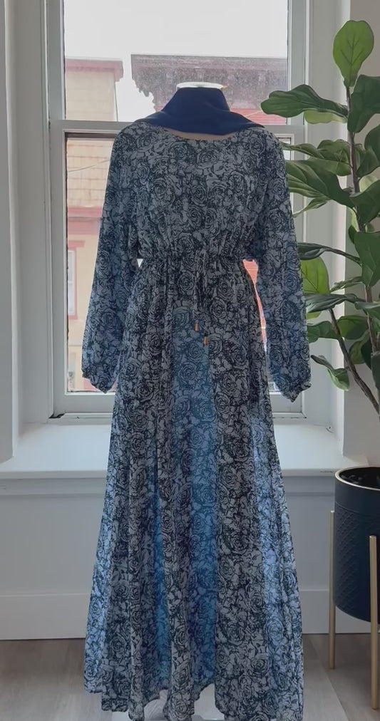 Azure Dress – Monotone Blue Bloom